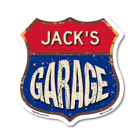 Signmission Jack's Garage, 12 Inch X 12 Inch, Plastic Sign SHI-P-12-383-JACK
