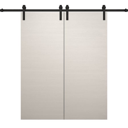 Sartodoors Modern Double Barn Door 72 x 96 inches, Ego 5000 Painted White Oak, 13FT Rail Track Set, Solid Pa EGO5000DB-PWO-7296