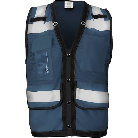 Ironwear Hi-Vis Safety Vest S Class 2 , Snap Button 8 Pockets, ID Window 1279-BS-RD-CID-SM