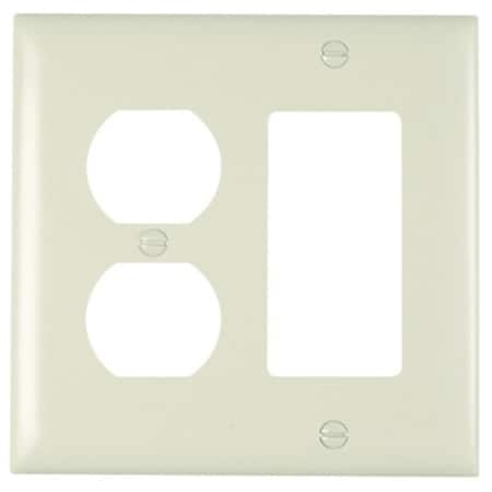 Legrand Wallplate, 4-3/4 in L, 4.6875 in W, 2 -Gang, Nylon, Light Almond TP826LACC12