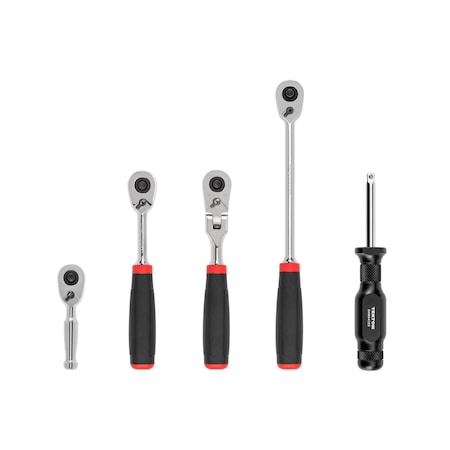 Tekton 1/4 Inch Drive Quick-Release Comfort Grip Ratchet and Spinner Handle Set (5-Piece) SDR99008