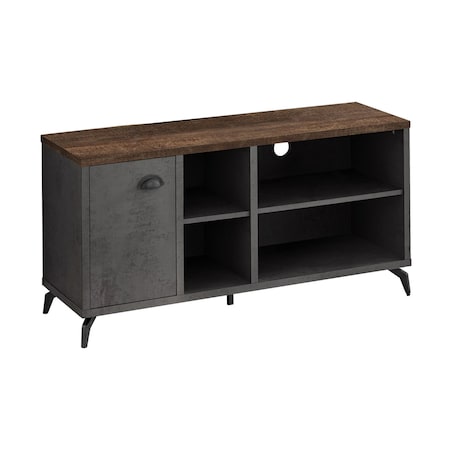 Homeroots 47in Brown And Gray Distressed Reclaimed Wood Enclosed and Open Storage TV Stand 490371