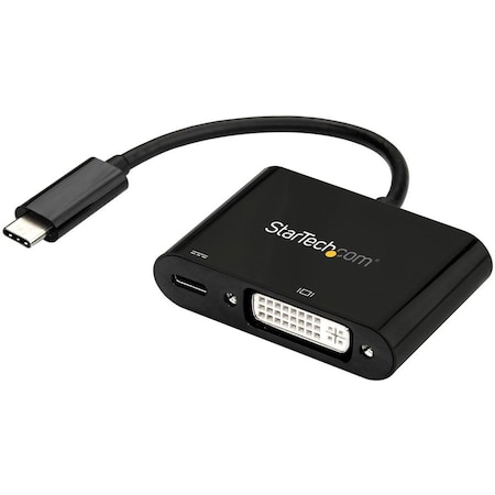 Startech.Com USB-C to DVI Adapter with Power Delivery (USB PD) - USB Type C Adapter - 1920 x 1200 - Black CDP2DVIUCP