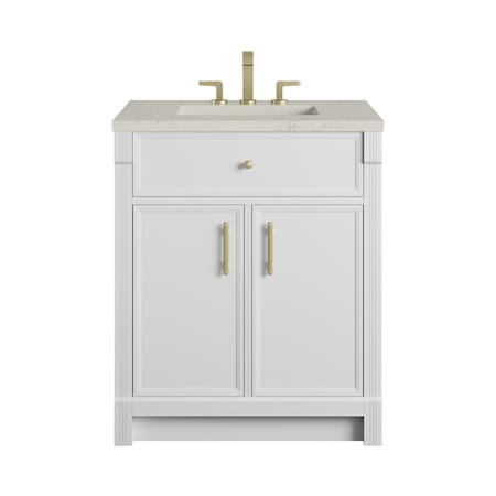 James Martin Vanities Bellshire 30" Single Vanity, Bright White w/ 3 CM Siberian Silestone Top 660-V30-BW-3SFR