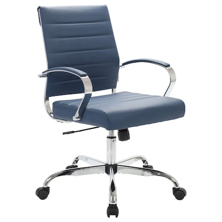 Leisuremod Benmar Leather Office Chair, Navy Blue BO19BUL