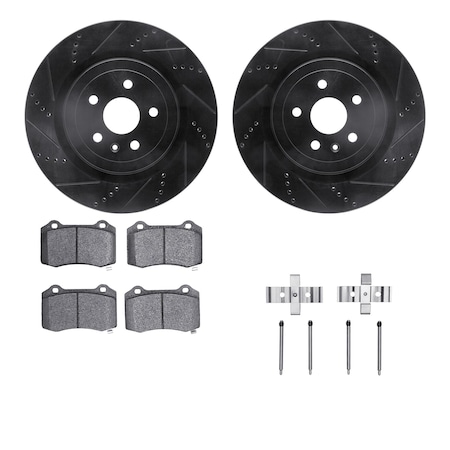 Dynamic Friction Co DFC Rotors-Drilled & Slotted-Black w/ EURO 5000 Ceramic Brake Pads Incl Hdw 8612-47007