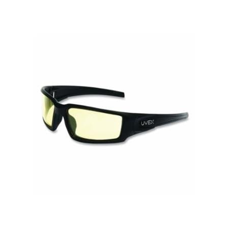 Uvex Hypershock, Safety Eyewear, Amber Polycarbonate Lens, HydroShield AF Matte Black Polycarbonate Frame 763-S2942HS
