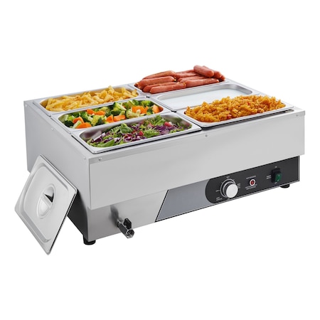 Vevor Commercial Food Warmer 1500W Buffet Bain Marie with Lid and 6 Food Pans SKT1/1*3