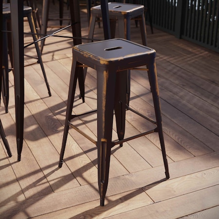 Flash Furniture 4PK 30"H Backless Distressed Copper Metal Barstool 4-ET-BT3503-30-COP-GG