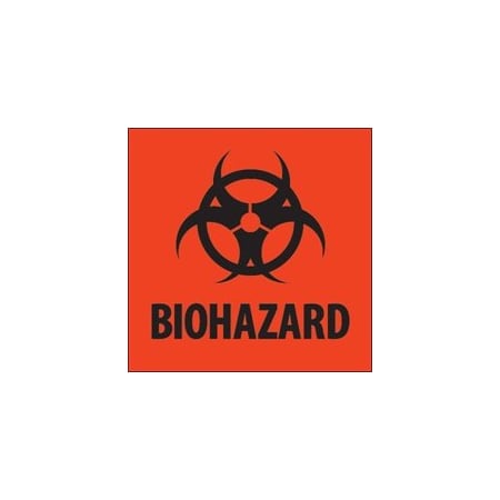 Bubblefast 4 x 4'' - ''Biohazard'' Fluorescent Red Labels BFDL1283