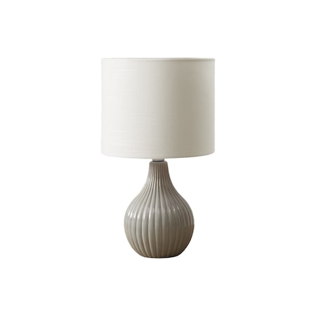 Monarch Specialties Lighting, 17"h, Table Lamp, Grey Ceramic, Ivory / Cream Shade, Contemporary I 9774