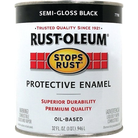 Rust-Oleum Paint, Oil, Semi-Gloss, Black, 1 7798-502
