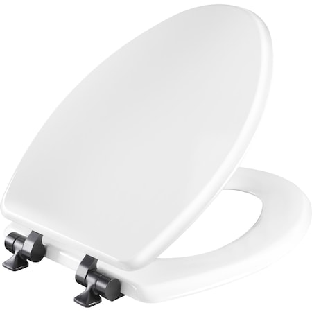 Bemis Benton Slow Close Elongated White Enameled Wood Toilet Seat 126MBSL 000