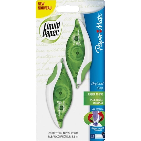 Paper Mate DryLine Grip Correction Tape, Non-Refillable, 1/5" x 335", PK2 662415