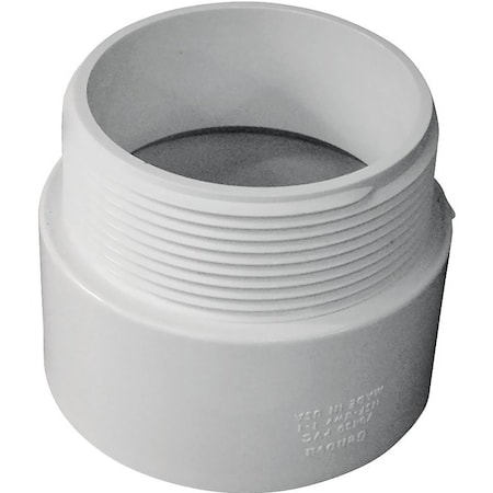 Canplas Pipe Adapter, 3 in, MNPT x Hub, PVC, White 192873