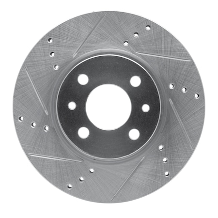 Dynamic Friction Co DFC Brake Rotor - Drilled and Slotted - Silver 631-07002L