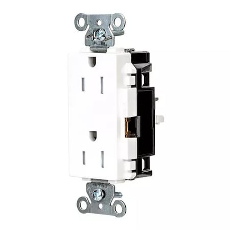 Hubbell Wiring Device-Kellems Straight Blade Receptacle, 5-15R, 15 A, 125V AC, 2 Pole, 3 Wire, Surface Mount, Grounded HBL2152STWTR