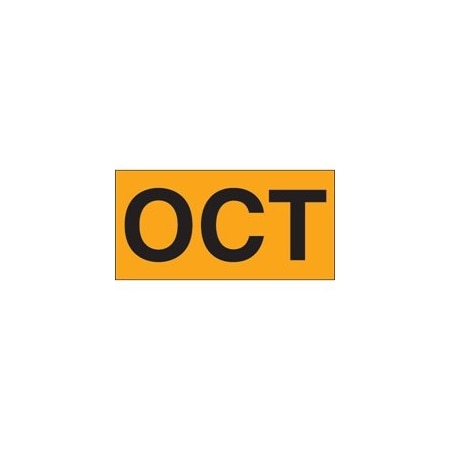 Bubblefast 3 x 6'' - ''OCT'' Fluorescent Orange Months of the Year Labels BFDL6882