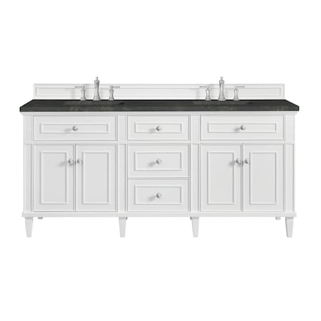James Martin Vanities Lorelai 72" Double Vanity, Bright White, w/ 3 CM Phantome Eclos Top 424-V72-BW-3PHT