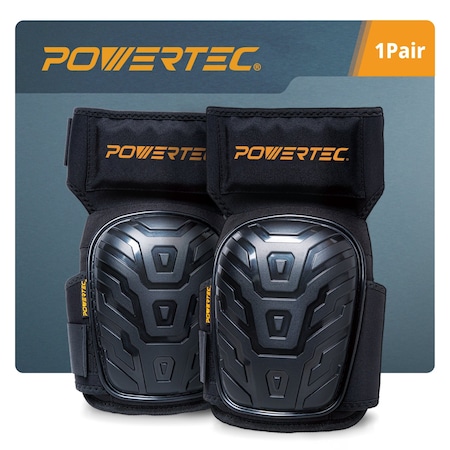 Powertec Safety Knee Pads with Adjustable Thigh Straps Heavy Duty Shell Soft Foam and Thick Gel Cushion, PR 71879N