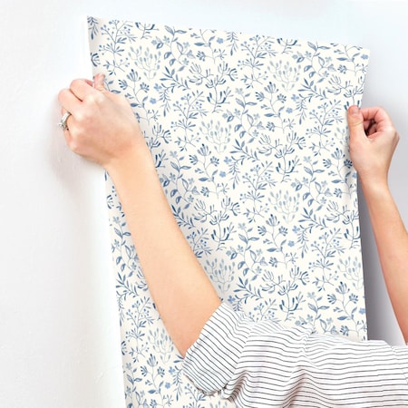 Chesapeake Tarragon Blue Dainty Meadow Wallpaper 3125-72352