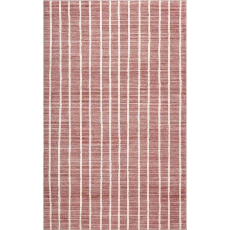 Jonathan Y Orton Distressed Ticking Stripe Non-Slip Machine-Washable Rose Clay/Cream 8 ft. x 10 ft. Area Rug WSH519E-8