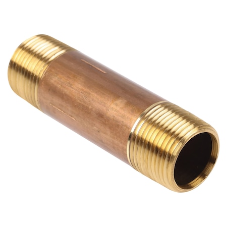 Zoro Select 2-1/2" MNPT x 5" TBE Red Brass Pipe Nipple Sch 80 469-050X