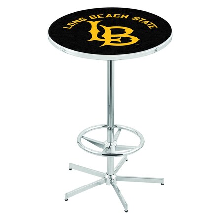Holland Bar Stool Co 42" Chrome Long Beach State University Pub Table, 36" dia. Top L216C4236LBStUn