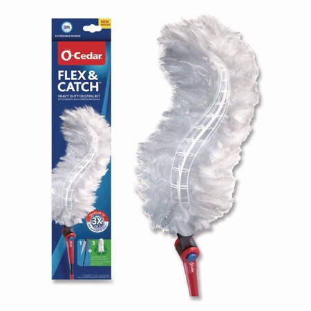 O-Cedar Flex and Catch Heavy-Duty Dusting Kit, 1 Duster Wand and 3 Refills, 6PK 172148CT
