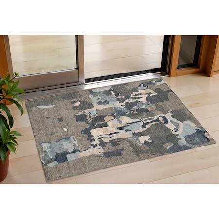 Homeroots 3' X 5' Taupe Gray And Beige Abstract Washable Indoor Outdoor Area Rug 599598