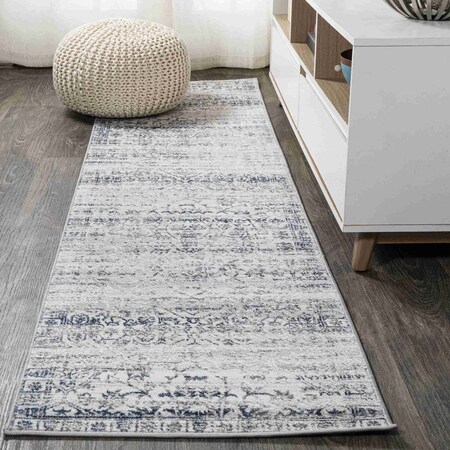 Jonathan Y Tidal Modern Strie' Gray/Blue 2 ft. x 10 ft. Runner Rug SOR202B-210