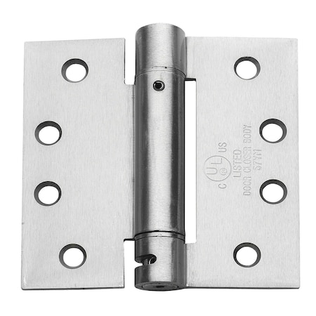 Global Door Controls 4 in. x 4 in. Brushed Chrome Spring Full Mortise Square Corner Door Hinge with Fixed Pin CPS4040-26D-M
