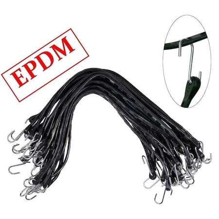 Mytee Products 50 Pcs 30in EPDM Adjustable Tarp Bungee Straps w/ S Hook -Water & UV Resistant RS-30A