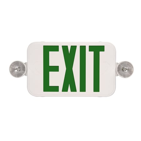 Maxlite THIN EXIT  EMERGENCY COMBO, GREEN LETTERS, WHITE, BATTERY BACKUP EXTC-GW