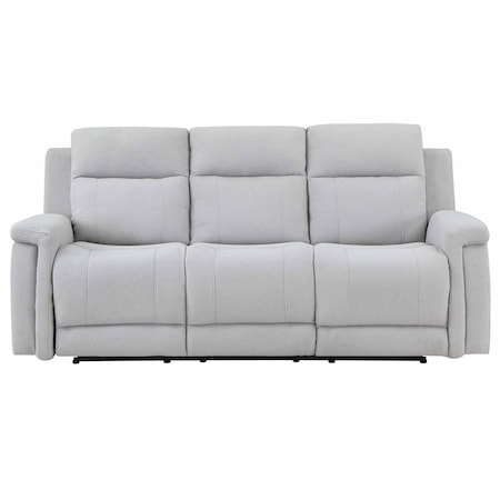 Homeroots 81" Light Gray Reclining USB Sofa And Toss Pillow With Silver Legs 559206