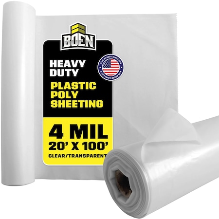 Boen Plastic Sheeting, 4 Mil, Clear, 20x100 ft PS-420