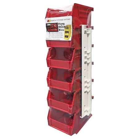 Quantum Storage Systems Quantum Storage Systems Stack and Hang Bin, Polypropylene, Red, 5-3/8 in L, 4-3/4 in W, 3 in H RQUS210RD