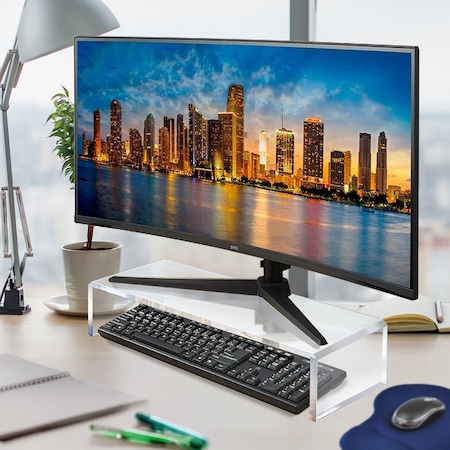 Azar Displays Clear Acrylic Monitor Riser, 1/2in Thick, 15inW x 7.75inD x 4.5inH 515385-1PK