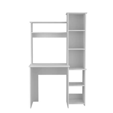 Homeroots 39" White Wood Writing Desk and Bookshelf Set 535147