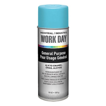 Work Day Spray Paint, Sky Blue, Gloss, Solvent, 10 oz A04409007