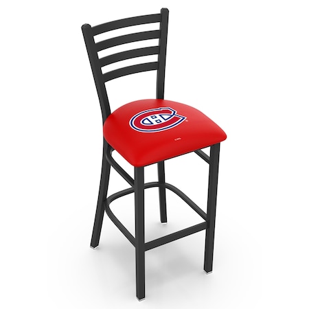 Holland Bar Stool Co 30" Blk Wrinkle Montreal Canadiens Stationary Bar Stool, Ladder Back L00430MonCan