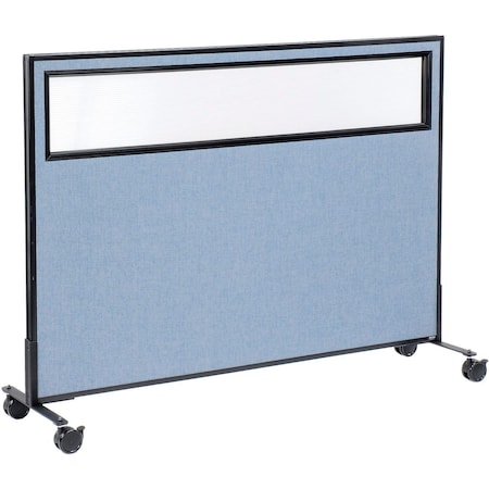 Global Industrial Interion Mobile Office Partition Panel with Partial Window, 60-1/4"W x 45"H, Blue 694985MBL