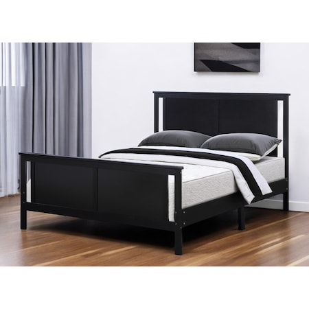 Homeroots Black And Walnut Reversible Solid Wood Full Bed Frame 530211