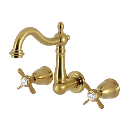 Kingston Brass Double-Handle Wall Mount Bathroom Faucet, Brushed Brass KS1257BEX