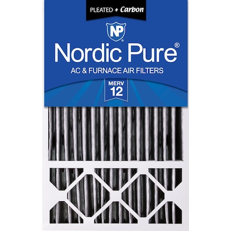 Nordic Pure 16x25x5 Plus Carbon Pleated Air Filter, High Capacity, MERV 12 16x25x5HPM12C-1