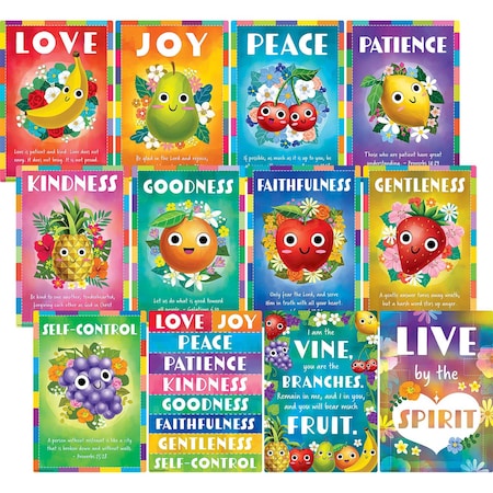 Teacher Created Resources Fruit of the Spirit Small Poster Pack, 12-Piece Set 7071