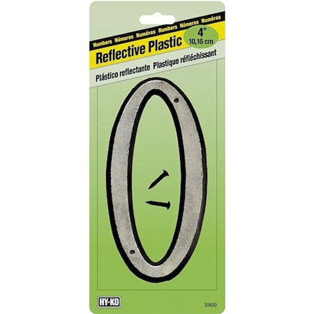 Hy-Ko 30600 Series House Number, Character: 0, 4 in H Character, Black/White Character, Plastic 30610