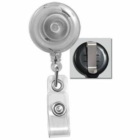 Brady BADGE REEL, ROUND, PLASTIC, BELT CLIP-ON, TRANSLUCENT CLEAR, 1 1/4in, CLEAR VINYL STRAP 2120-3600
