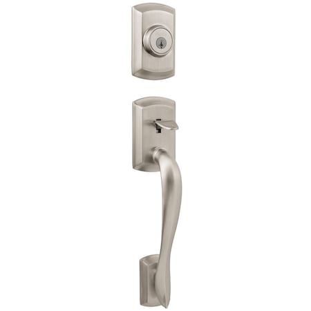 Kwikset Avalon Single Cylinder Exterior Handleset SmartKey with 6AL Latch and STRKP Strike Pack which 800AVHLIP-15S.STRKP