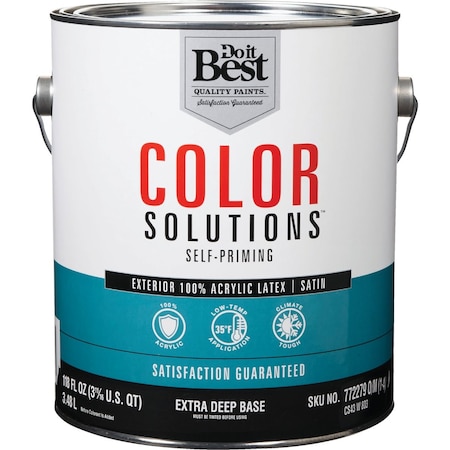 Do It Best Color Solutions 100% Acrylic Latex Self-Priming Satin Exterior House Paint Extra Deep Base 1 Gal. CS43W0803-16